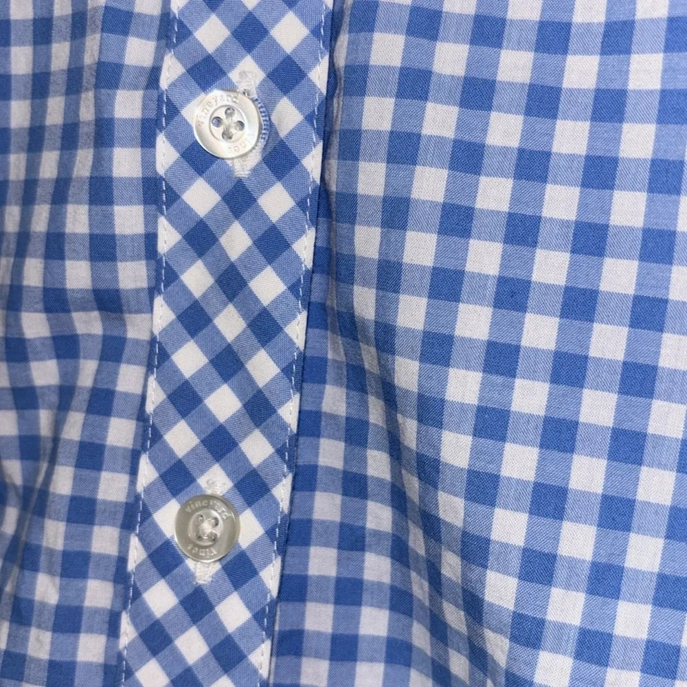 Vineyard Vines Gingham Picnic Style Plaid Size 10 Blue White Button Down Relaxed - Picture 6 of 11